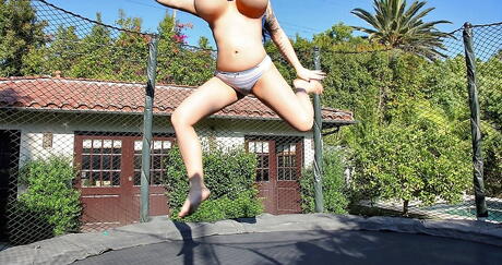 Delightful brittish cutie Leanne Crow in hot undies baring big boobies and ass outdoor